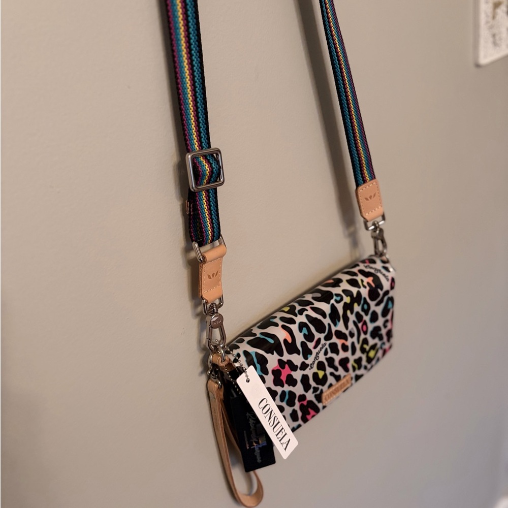 Consuela Leopard Print Crossbody Bag with Tan and Black Accents NWT! - Picture 3 of 8